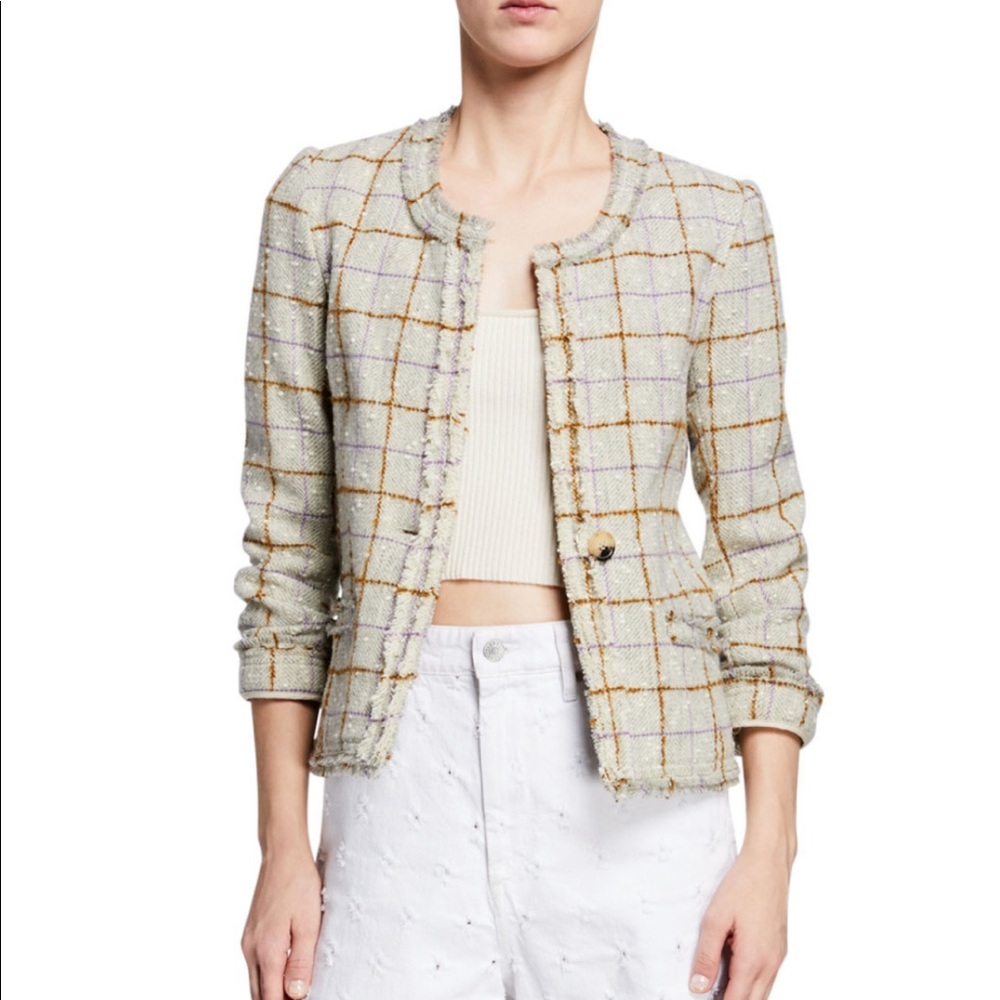 Isabel Marant Lyra Fringe Trim Tweed Topper Jacket